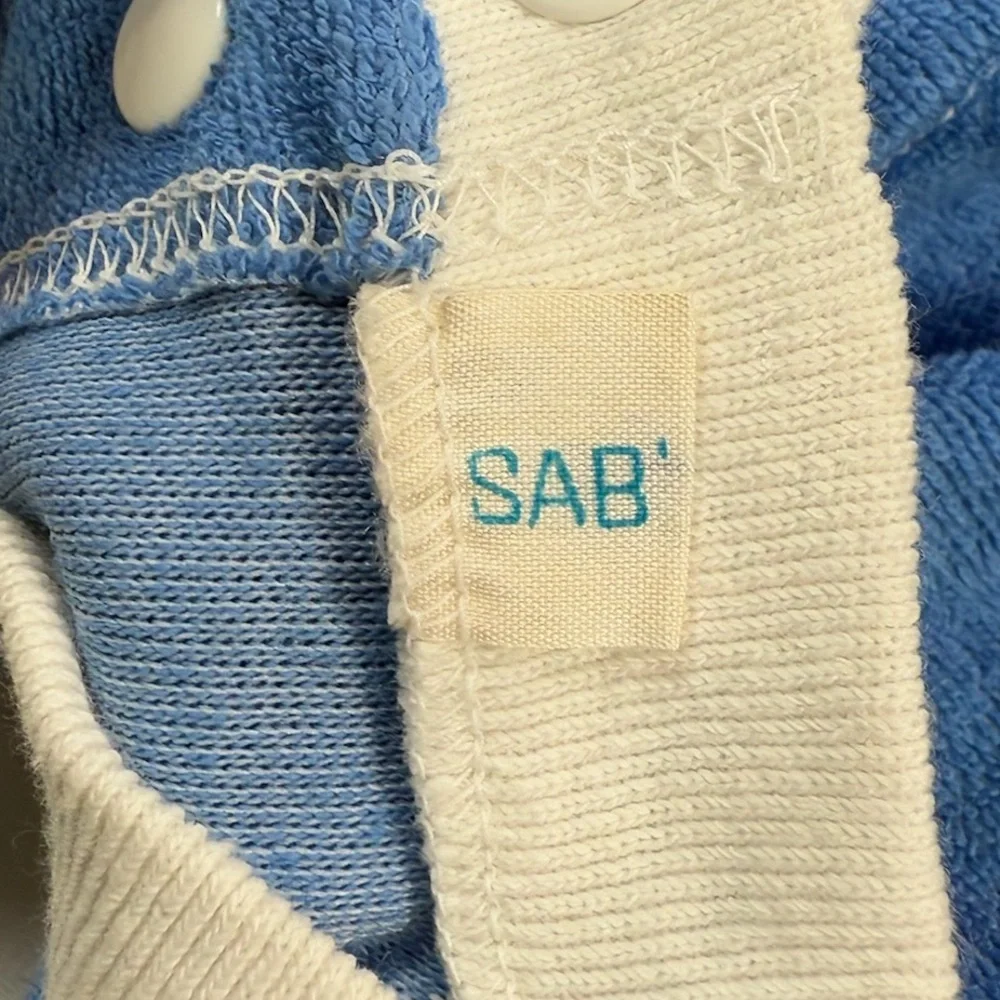 SAB' VINTAGE 80s Terrycloth‎ Nautical Applique Sleeper Footie Pajamas Size 6-12M